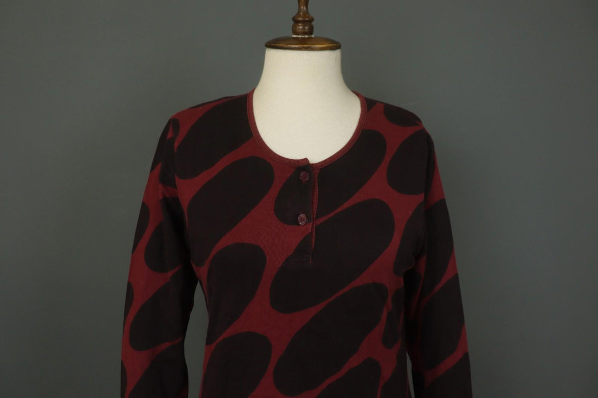 MARIMEKKO MIKA PIIRAINEN Multi Polka Dot 100% Cotton Round Neck Blouse Top Sz M