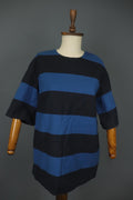 MARIMEKKO LAVINIA Blue Black Striped Cotton Short Sleeve Tunic Top – Size 42