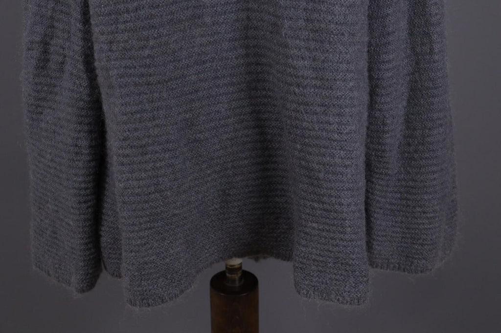GUDRUN SJODEN Gray Ribbed Mohair Wool Cape Wrape Cardigan Sweater – Size XL