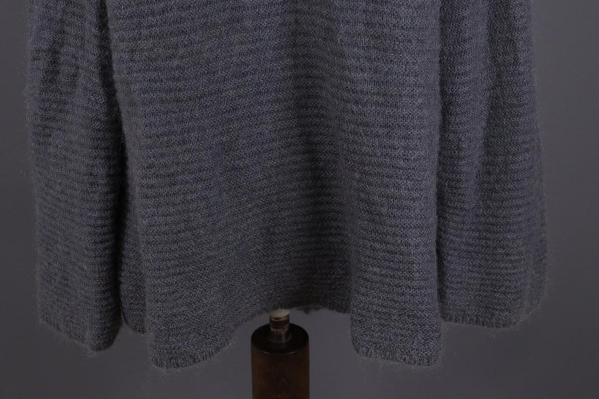 GUDRUN SJODEN Gray Ribbed Mohair Wool Cape Wrape Cardigan Sweater – Size XL