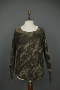 HIGH USE Brown Stretch Round Neck Raglan Sleeve Regular Fit Pullover Sweater M/L