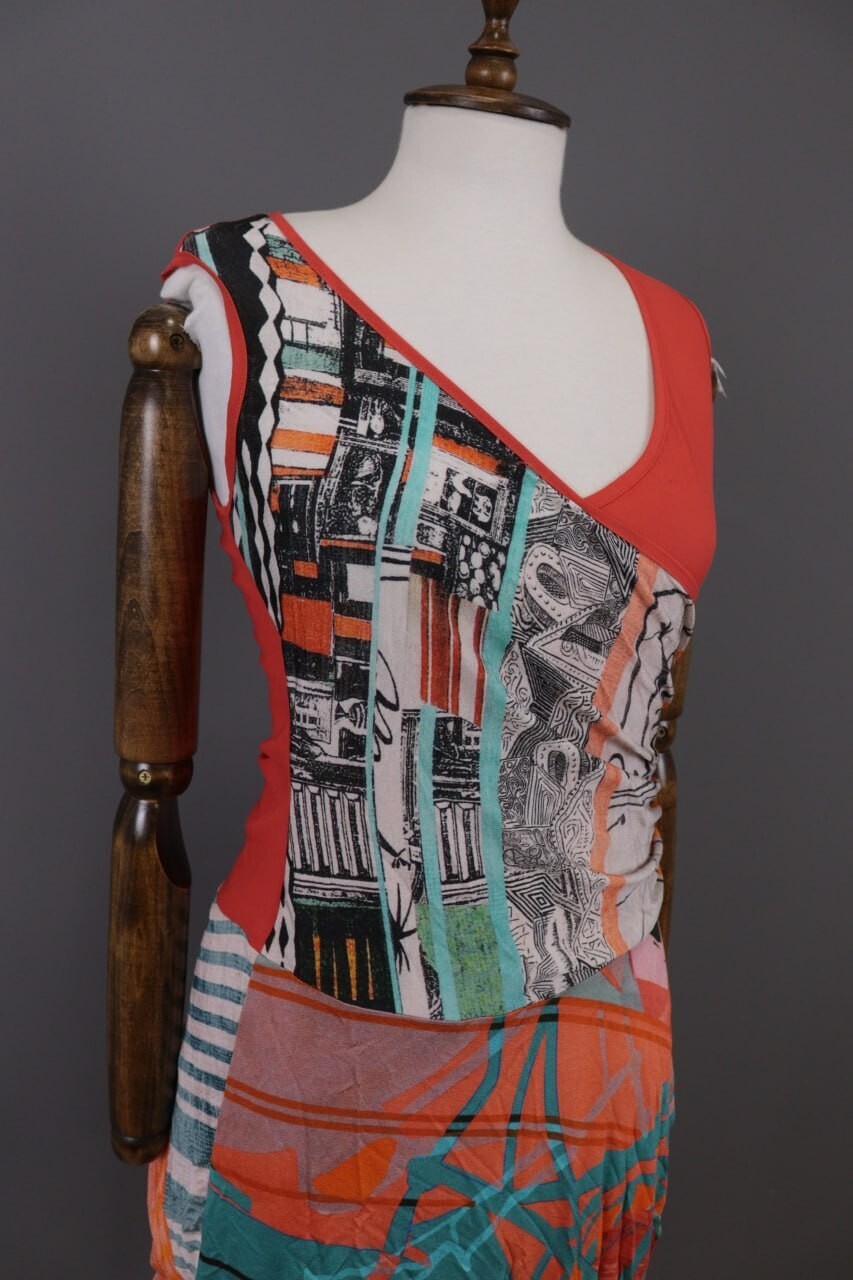 Save The Queen Multicolor Aztec Bodycon Midi Dress – Size M