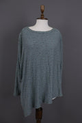 OSKA Green Black Striped Viscose Round Neck Asymmetrical Hem Blouse Top – Size 2