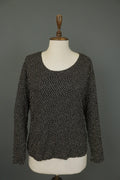 GUDRUN SJODEN Black White Polka Dot Lyocell Round Neck Pullover Sweater – Size L
