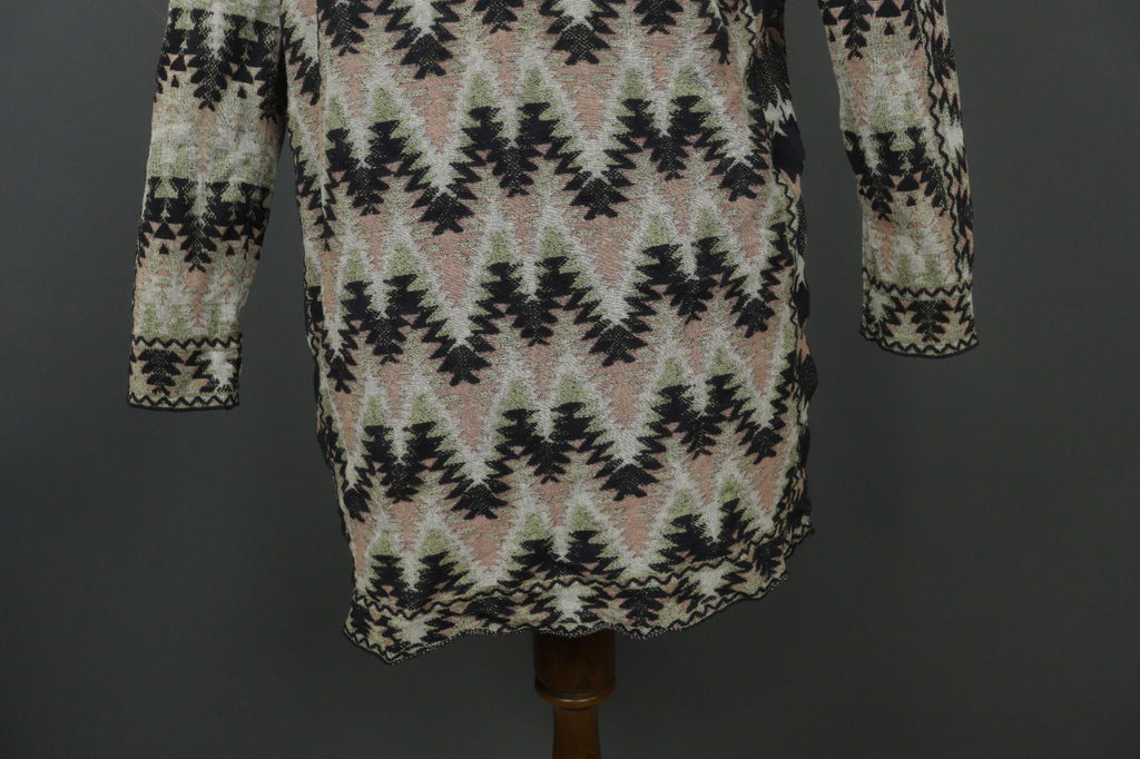 MISSONI Multicolor Cotton Geometric Raglan Sleeve Open Front Cardigan – Size 42