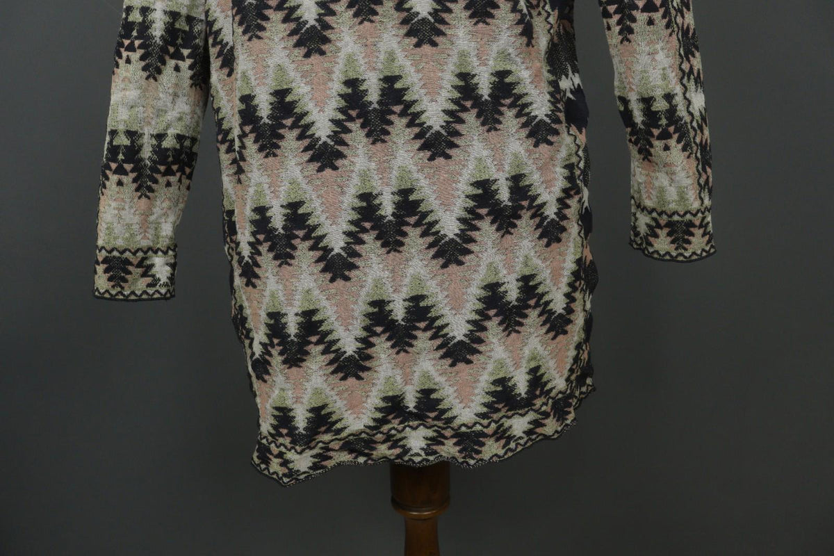 MISSONI Multicolor Cotton Geometric Raglan Sleeve Open Front Cardigan – Size 42
