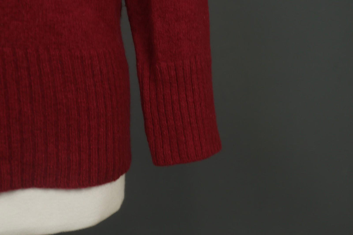 GUDRUN SJODEN Red Knitted Embroidered Raglan Sleeve Mock Neck Sweater – Size M