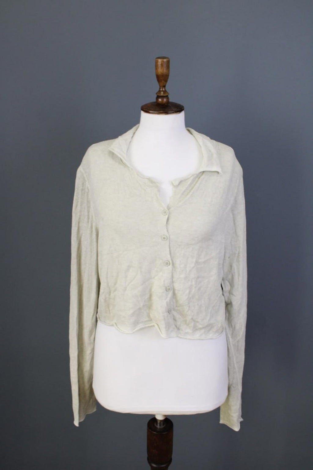 RUNDHOLZ Cardigan Sweater Beige 100% Cotton Collared Long Sleeve – Size XL