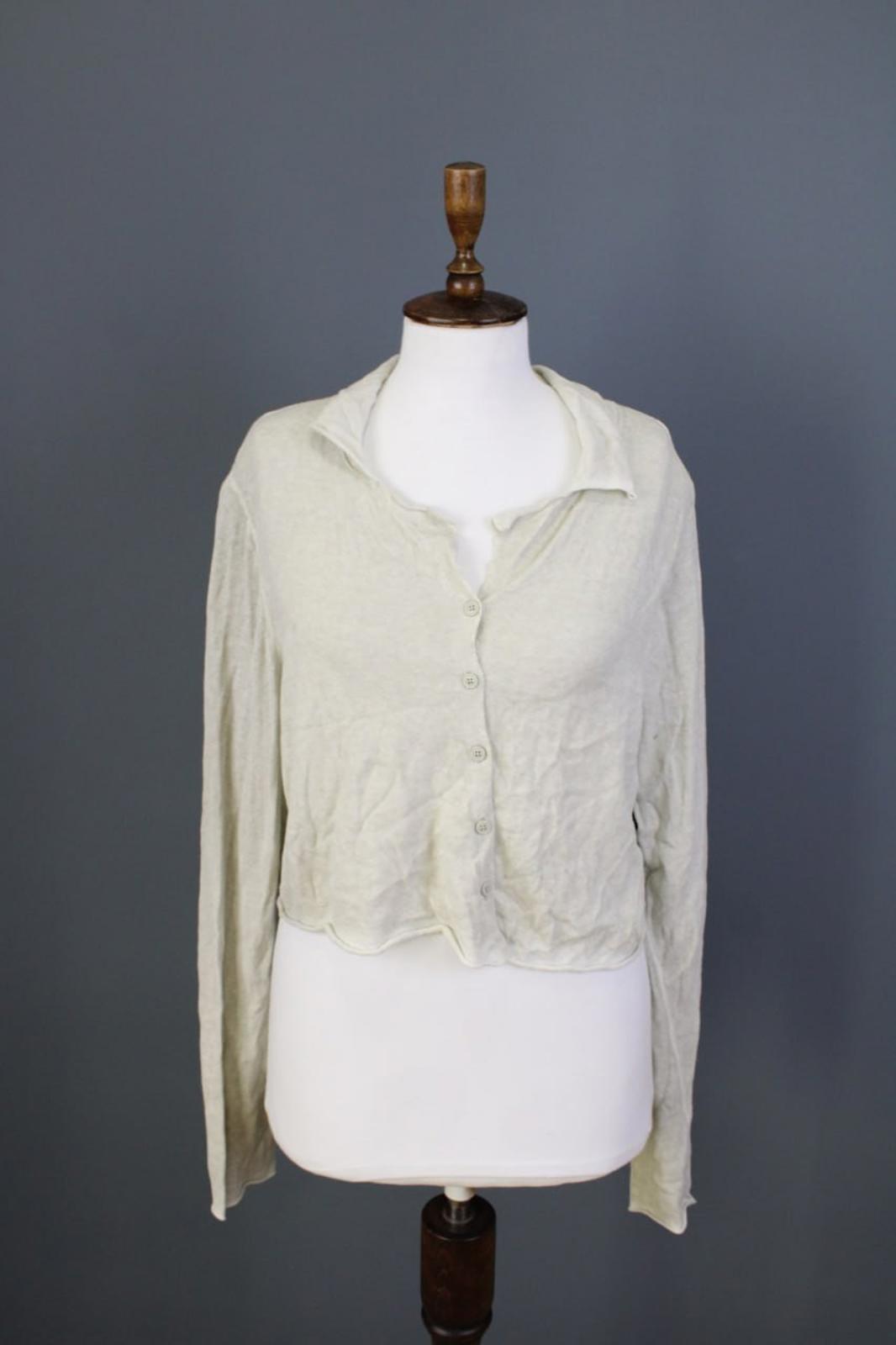 RUNDHOLZ Cardigan Sweater Beige 100% Cotton Collared Long Sleeve – Size XL