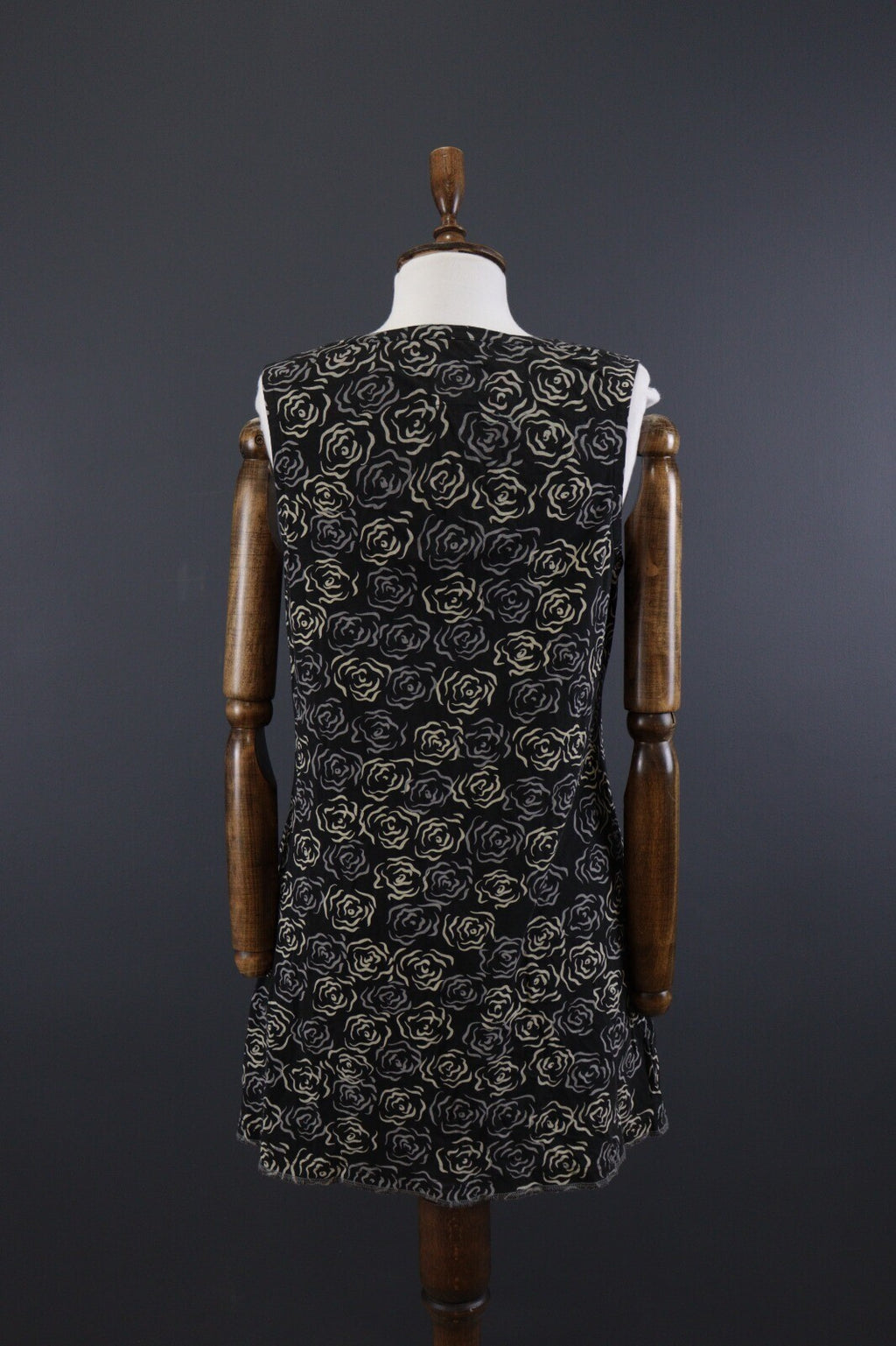Deerberg by Oska Black Floral Summer Blouson Tunic Sleeveless Dress – Size L
