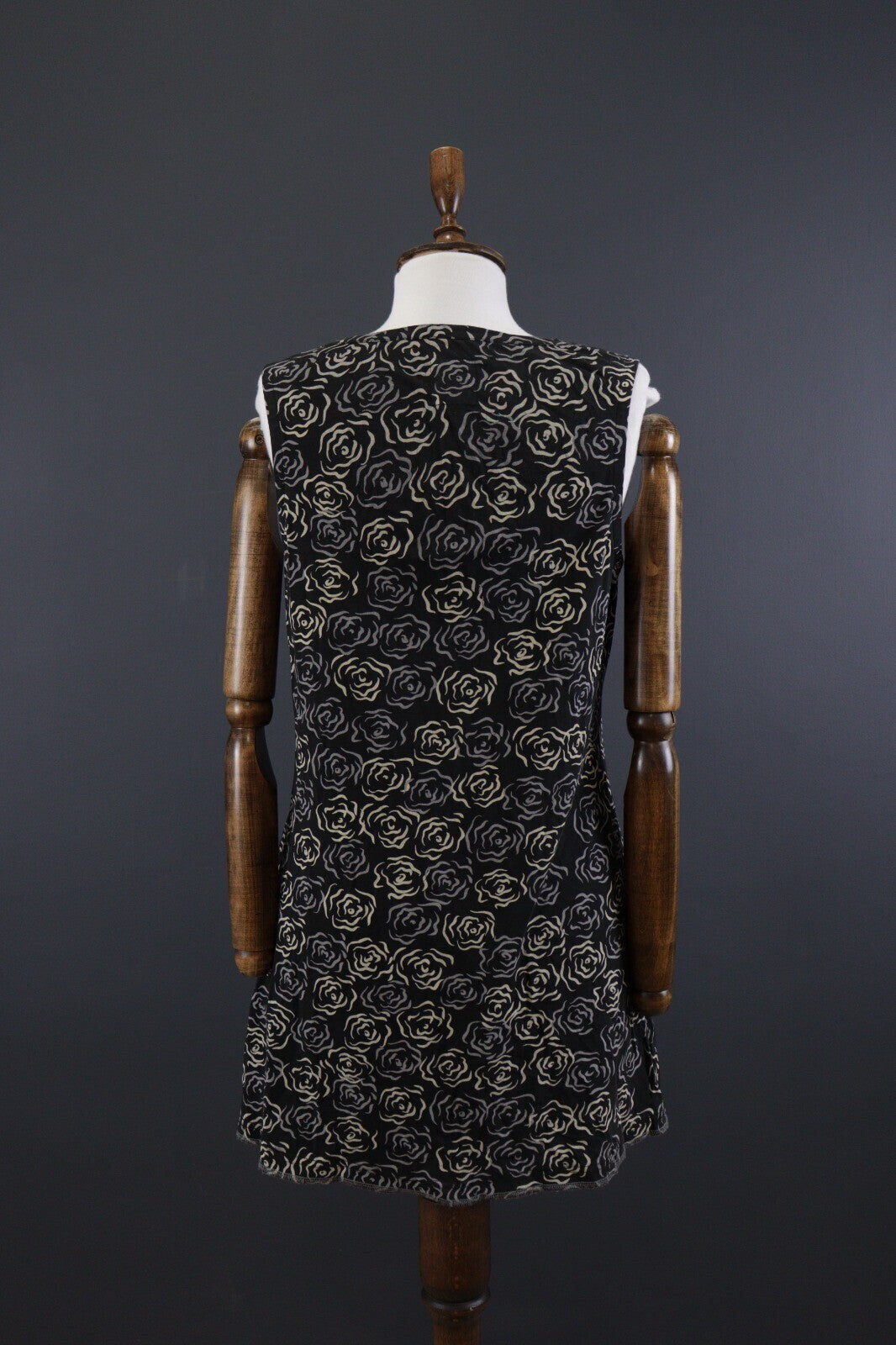 Deerberg by Oska Black Floral Summer Blouson Tunic Sleeveless Dress – Size L
