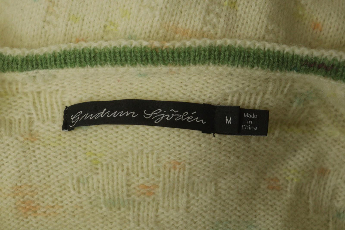 GUDRUN SJODEN Yellow Dotted 100% Wool Knitted Button Front Sweater Dress – Size M
