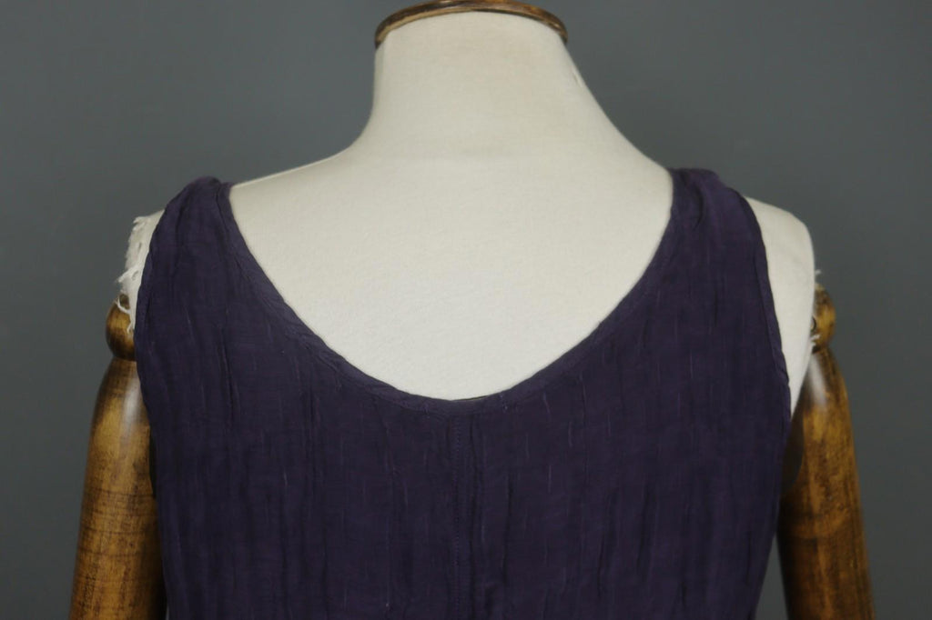 GRIZAS Purple Linen Regular Fit Wide Strap Scoop Neck Pullover Tank Dress – Size S