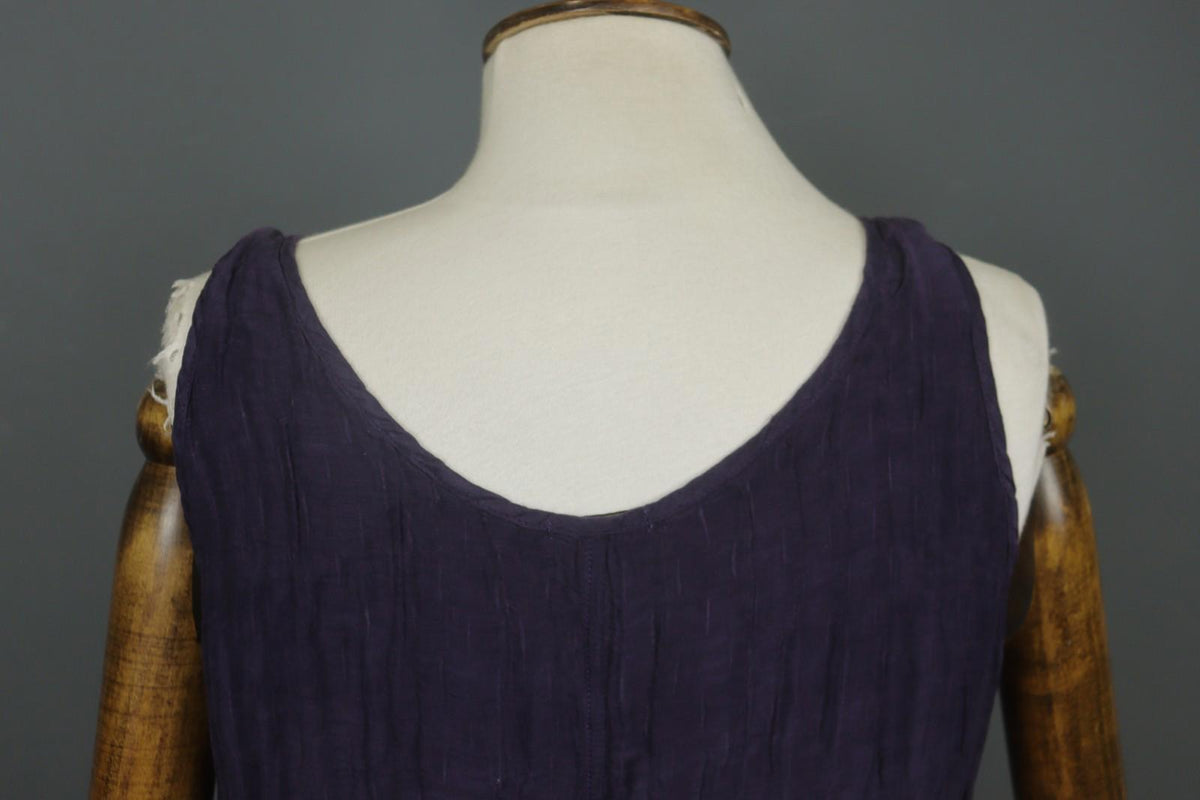 GRIZAS Purple Linen Regular Fit Wide Strap Scoop Neck Pullover Tank Dress – Size S