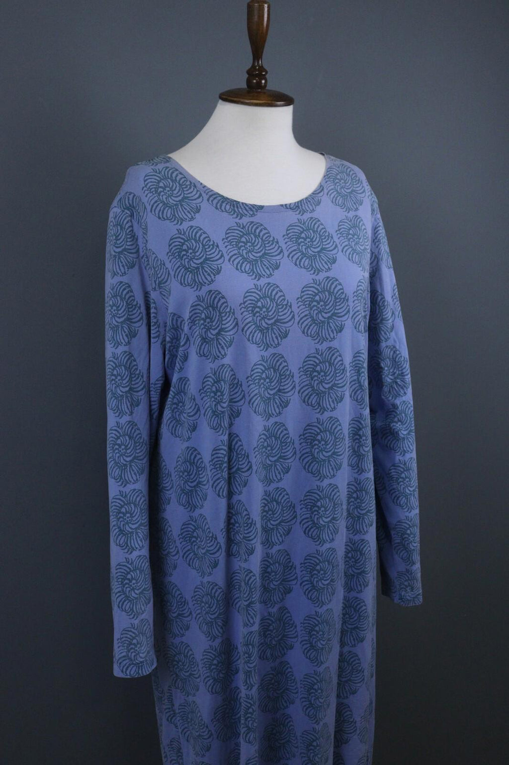MARIMEKKO Blue Geometric Pattern Long Sleeve Long Maxi Dress – Size XL