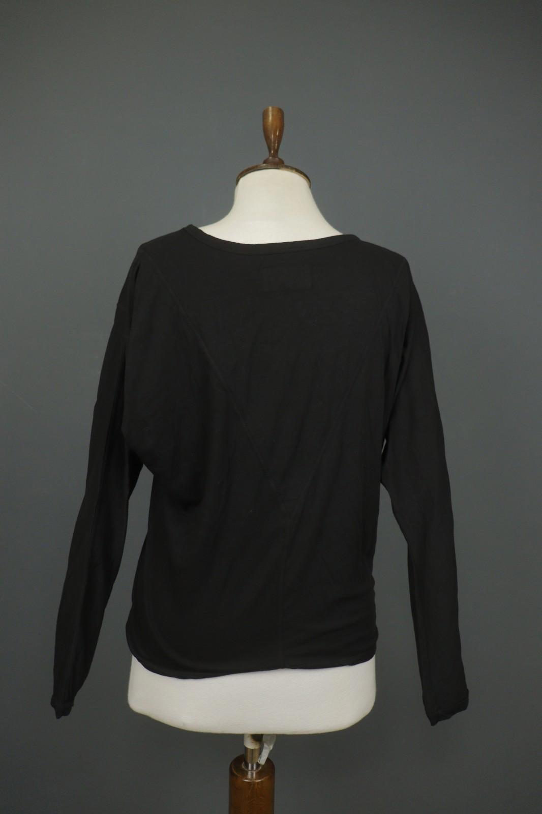 HUMANOID Blouse Top Slim Fit Stretch Black Cotton Round Neck Pullover – Size M
