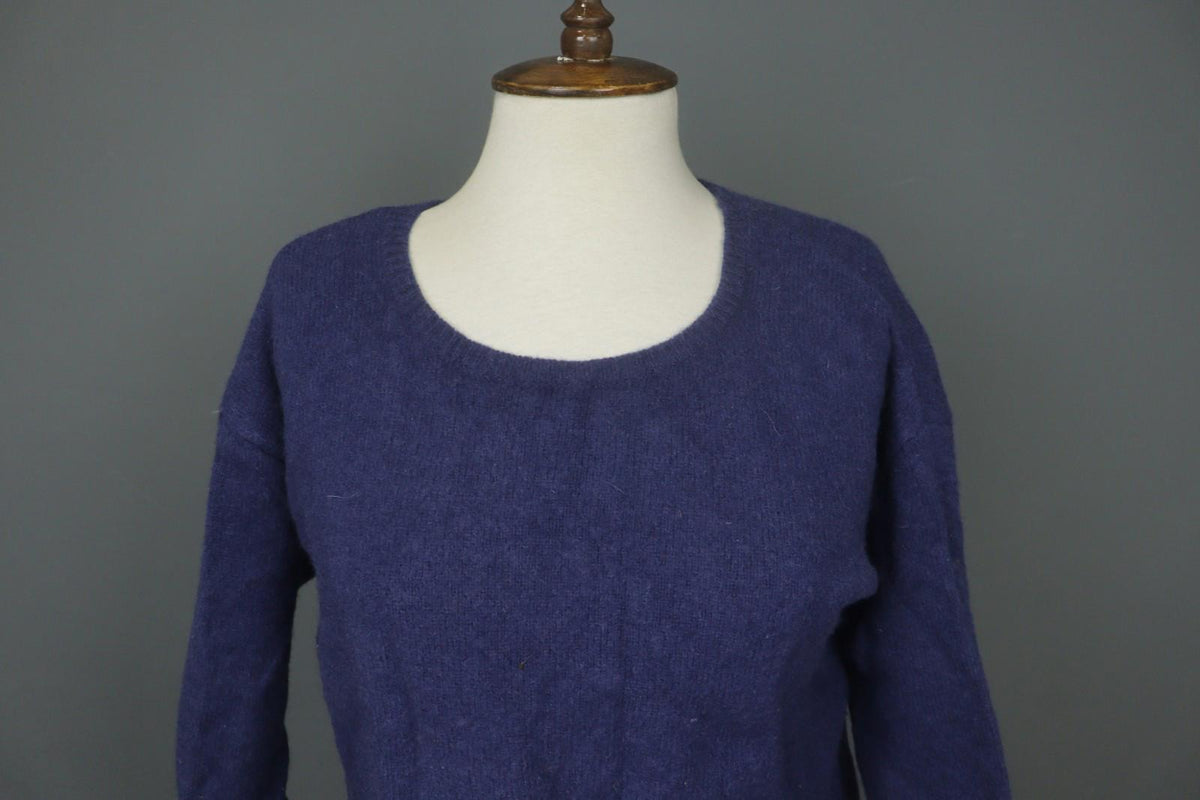 GUDRUN SJODEN Navy 100% Wool Knit Long Sleeve Round Neck Pullover Sweater – Size S