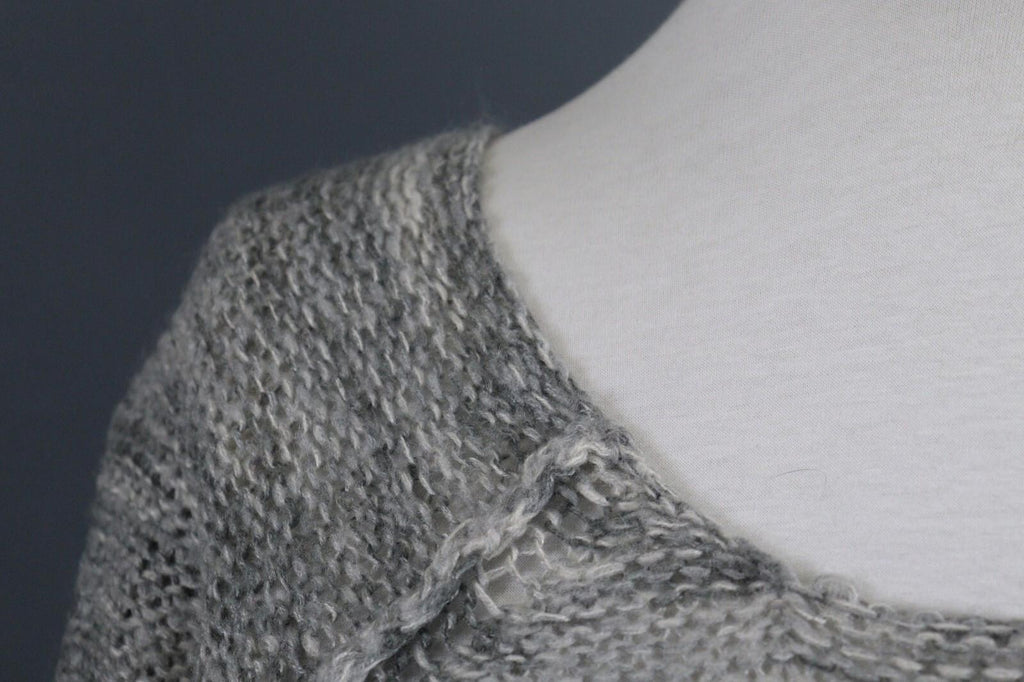 ANNETTE GORTZ Gray Long Sleeve Round Neck Lagenlook Cropped Sweater