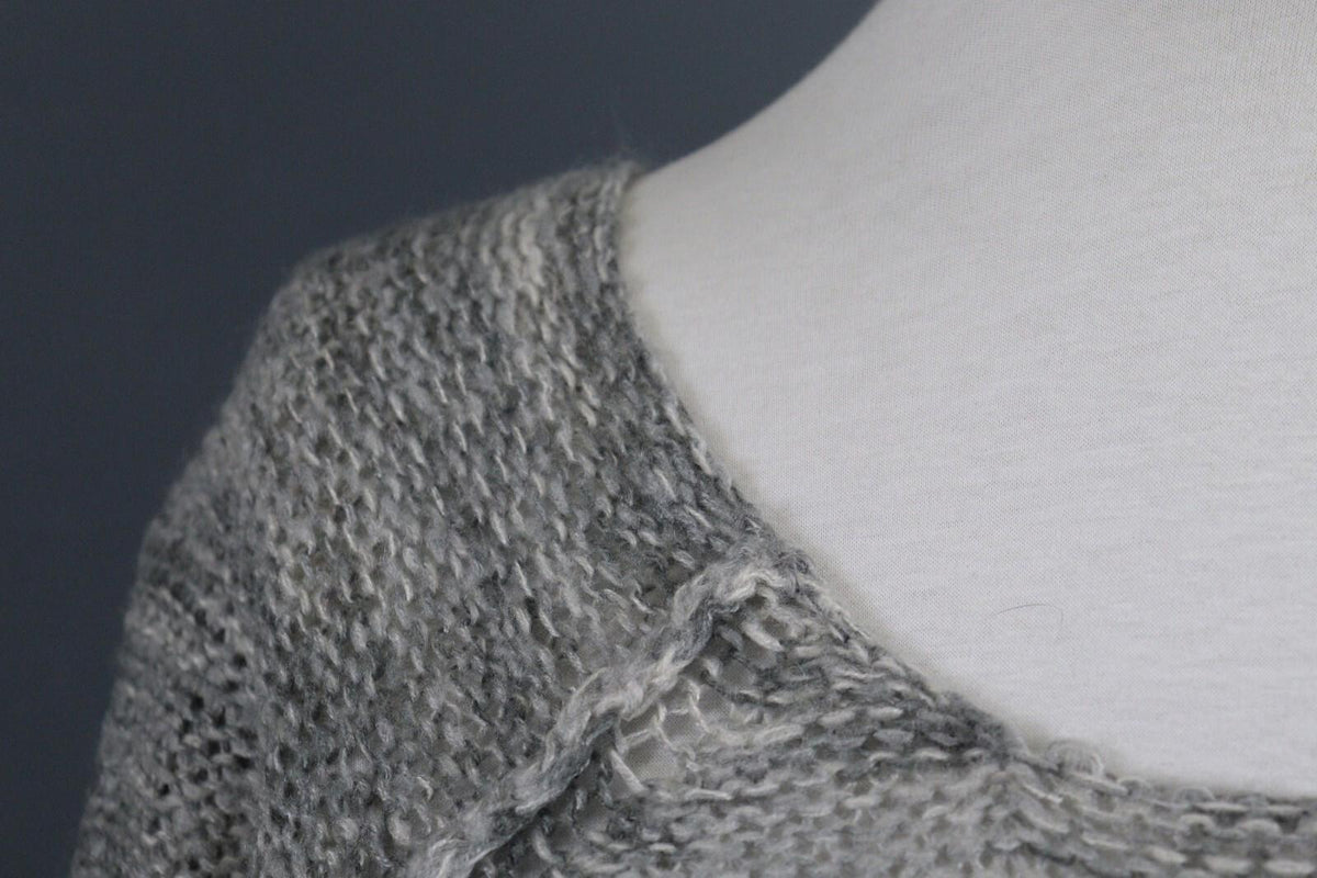 ANNETTE GORTZ Gray Long Sleeve Round Neck Lagenlook Cropped Sweater