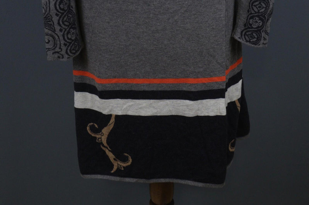 IVKO Black Gray 100% Wool Crew Neck Long Sleeve Fit & Flare Dress – Size 42