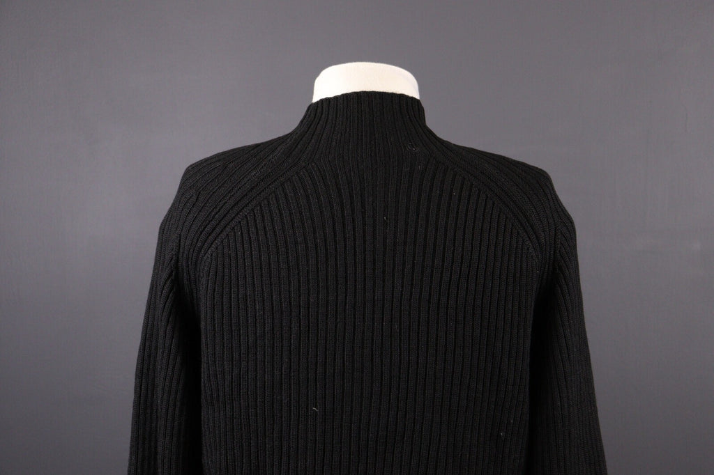 Kenzo Homme Black Vintage Merino Wool Full Zip Tight Knit Sweater – Size M