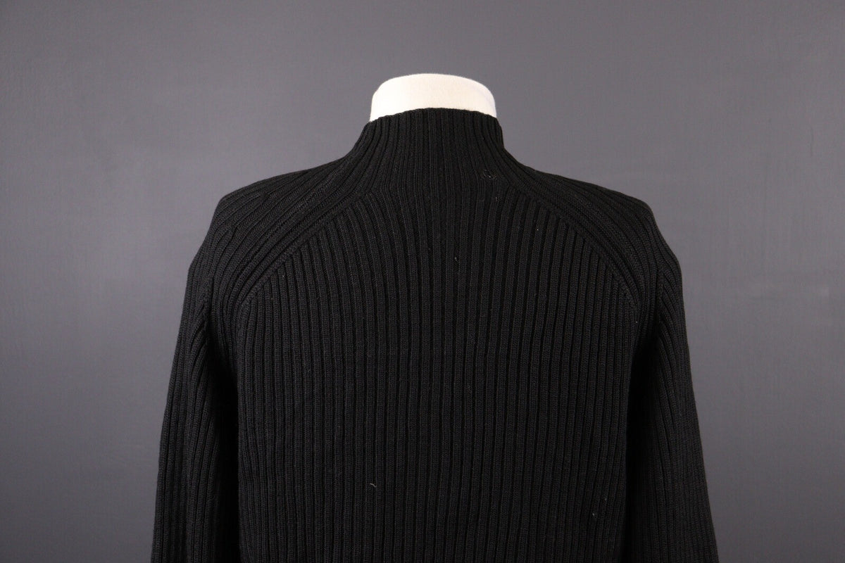 Kenzo Homme Black Vintage Merino Wool Full Zip Tight Knit Sweater – Size M