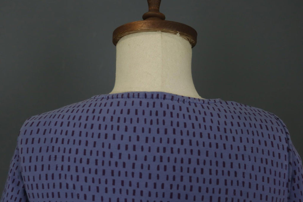 GUDRUN SJODEN Blue Striped Cotton Round Neck Long Sleeve Shift Dress – Size S