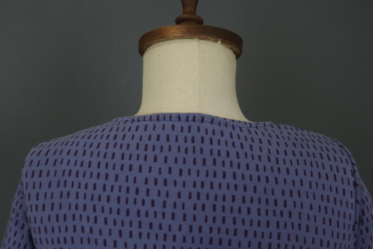 GUDRUN SJODEN Blue Striped Cotton Round Neck Long Sleeve Shift Dress – Size S