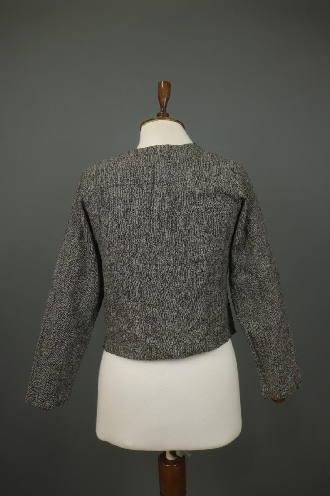GRIZAS Gray 100% Wool Long Sleeve Knit Winter Ruffle Open Front Cardigan – Size S