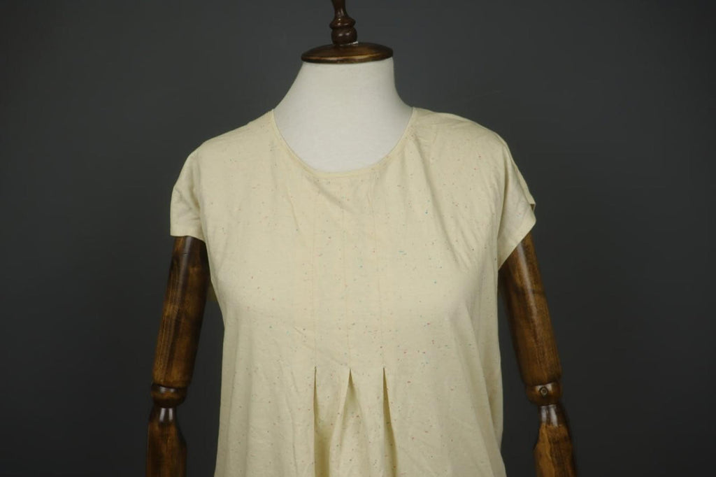 GUDRUN SJODEN Multicolor Cotton Pleated Short Sleeve Crew Neck Tank Dress – Size M