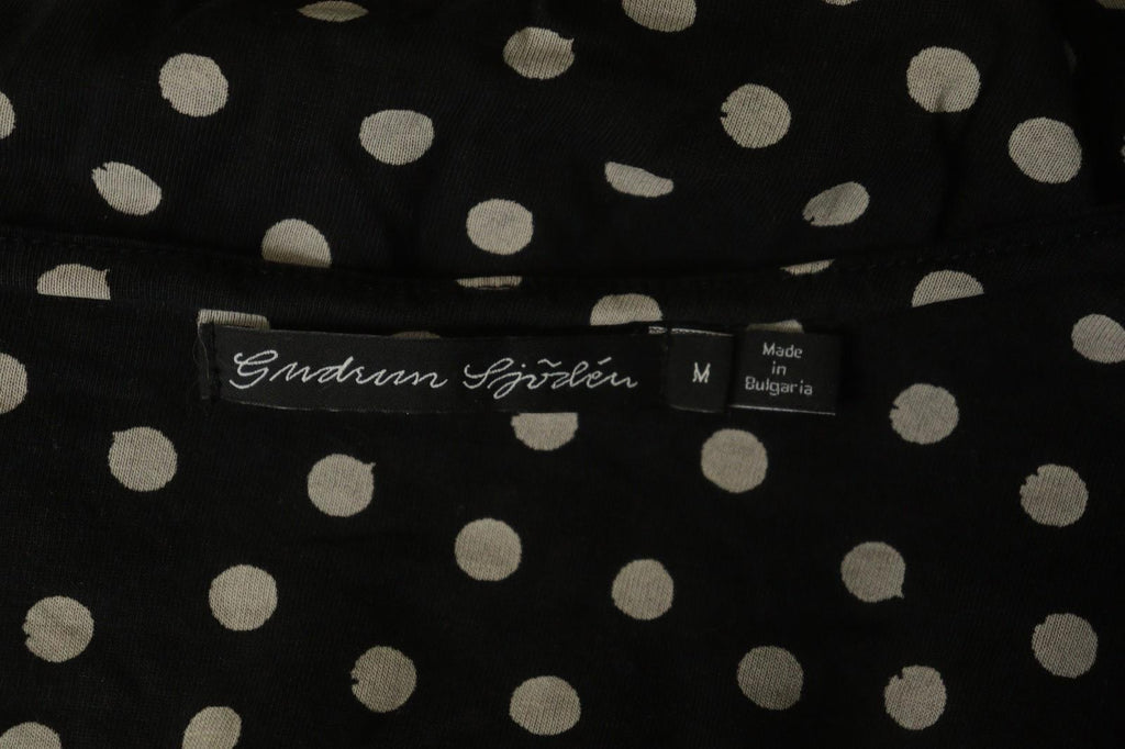 GUDRUN SJODEN Black White Polka Dot Casual Short Sleeve Pullover Knit Top – Size M