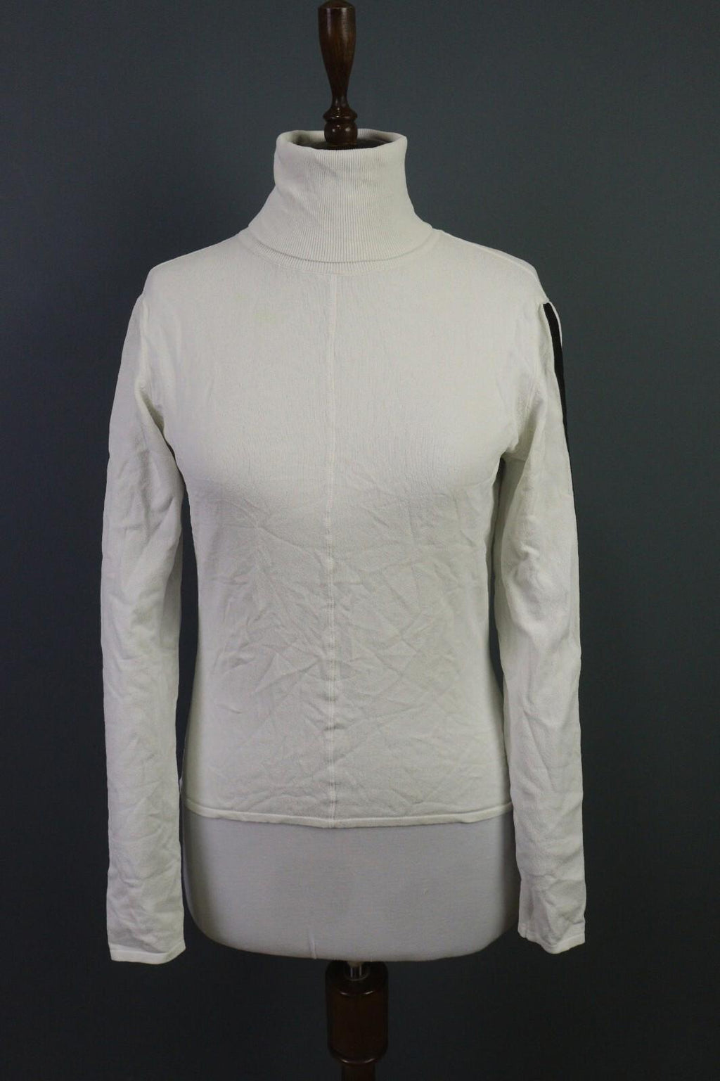 SARAH PACINI White Long Sleeve High Neck Top Blouse Shirt – Size M