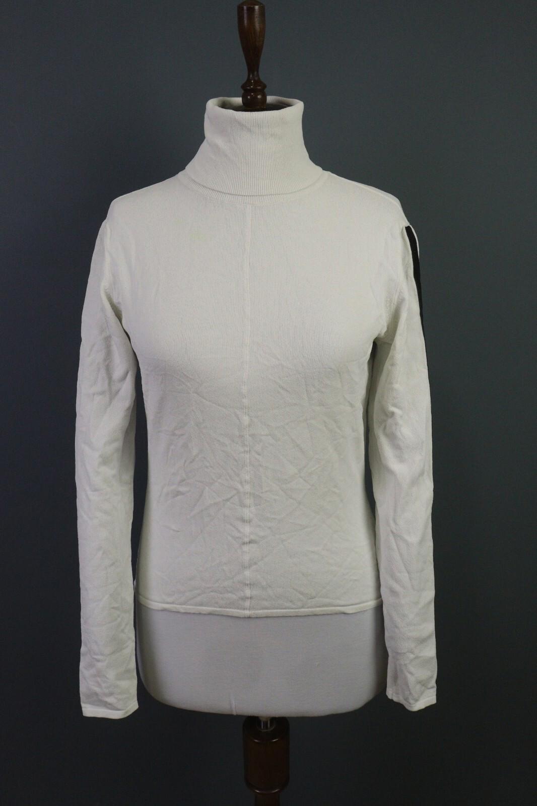 SARAH PACINI White Long Sleeve High Neck Top Blouse Shirt – Size M