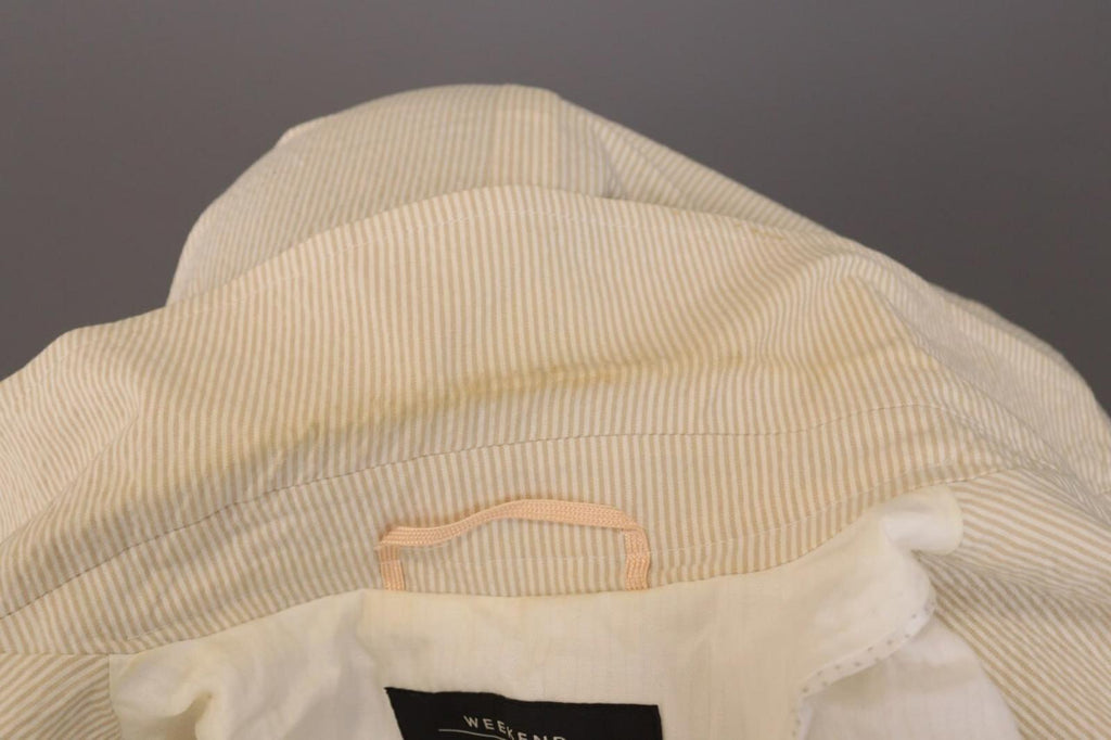WEEKEND MAX MARA Beige Pinstripe One Button Blazer Jacket – Size USA 10