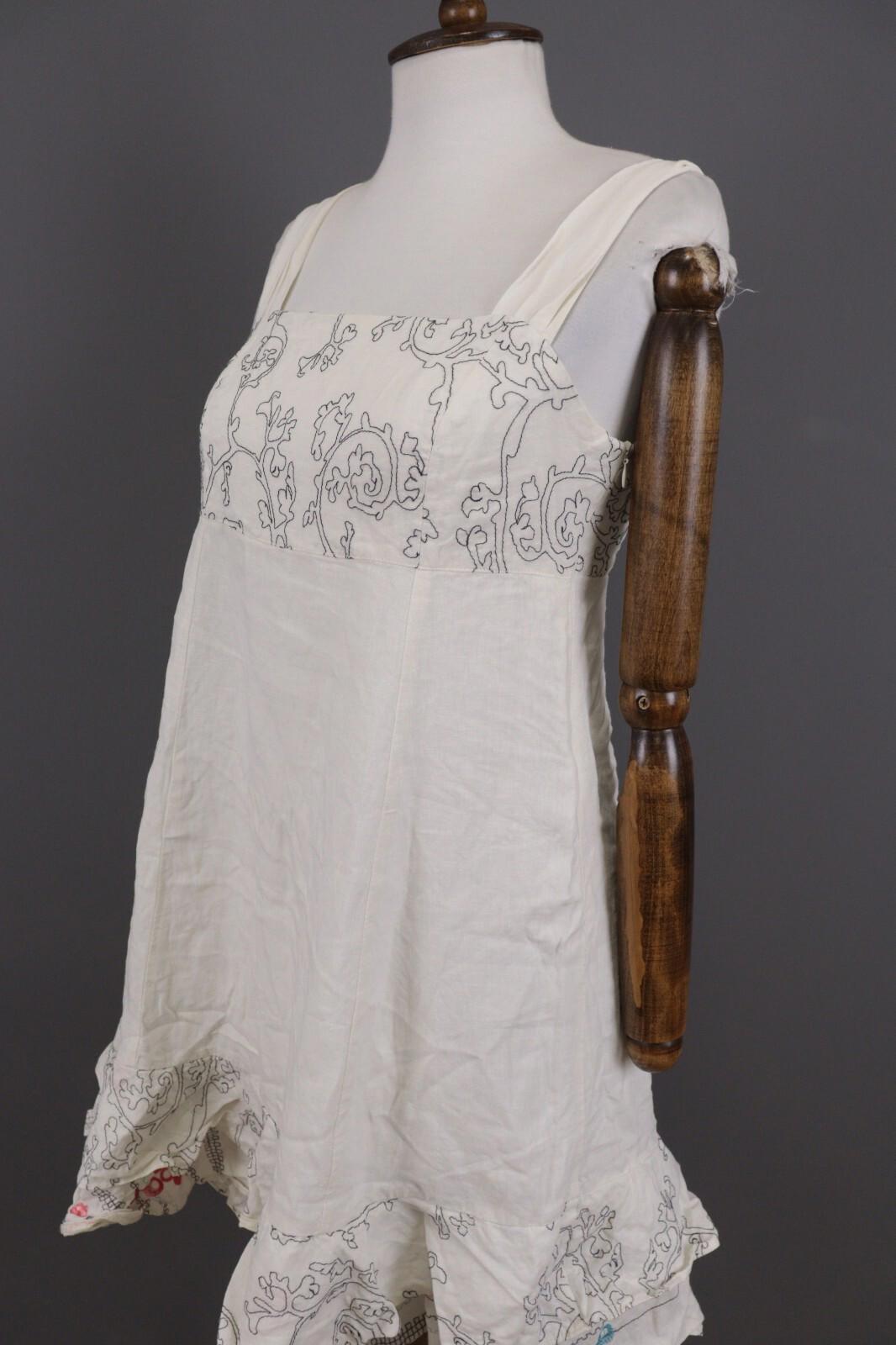 IVKO Printed Floral White Sleeveless Summer A-Line Tank Dress – Size 40 L