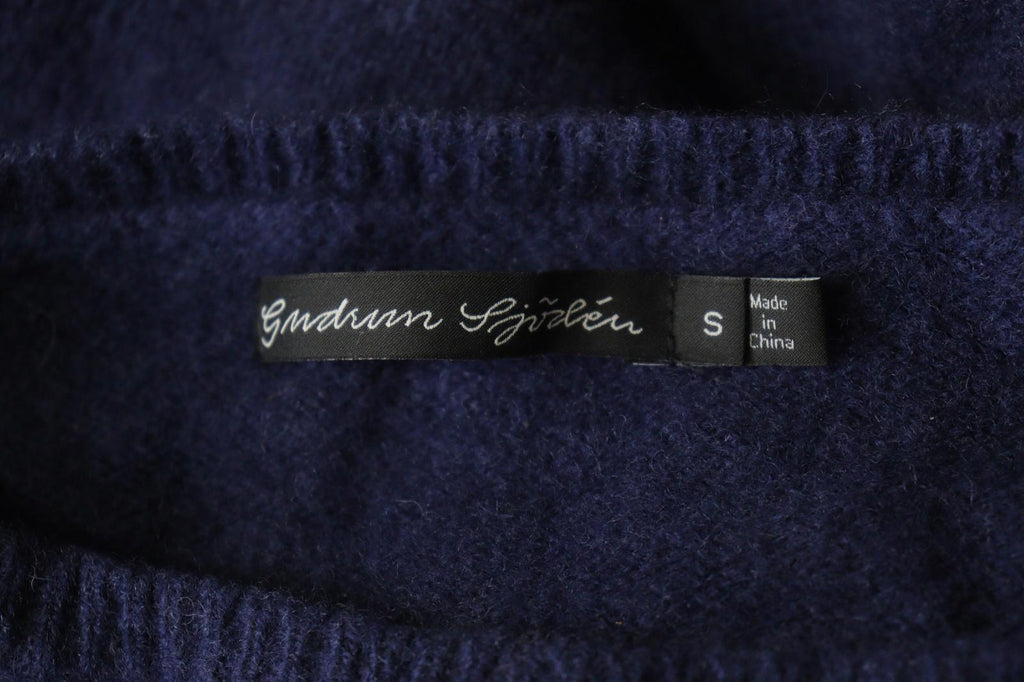 GUDRUN SJODEN Navy 100% Wool Knit Long Sleeve Round Neck Pullover Sweater – Size S