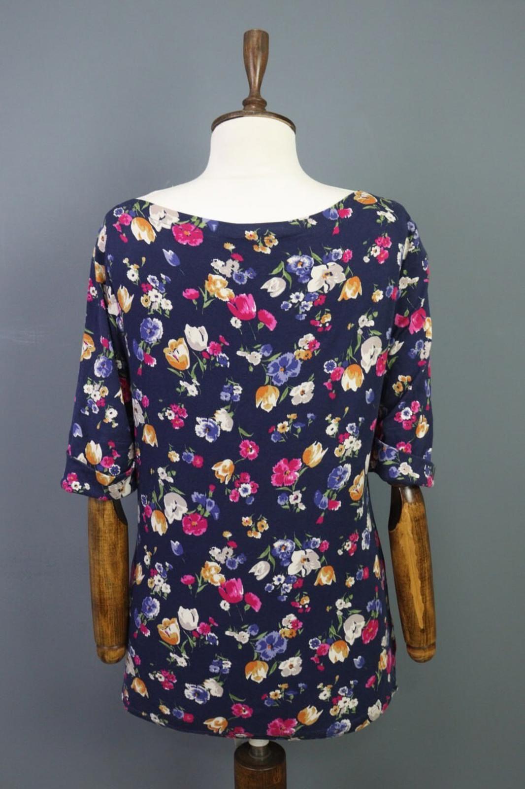 RALPH LAUREN BLACK LABEL Blue Floral 3/4 Sleeve Stretch Blouse Top – Size S