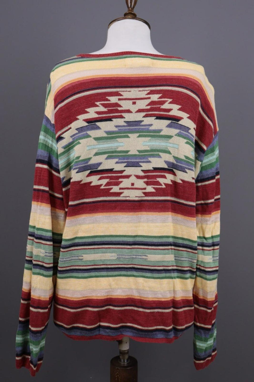 DENIM SUPPLY RALPH LAUREN Multicolor Aztec Linen Lagenlook Knited Sweater – Size L