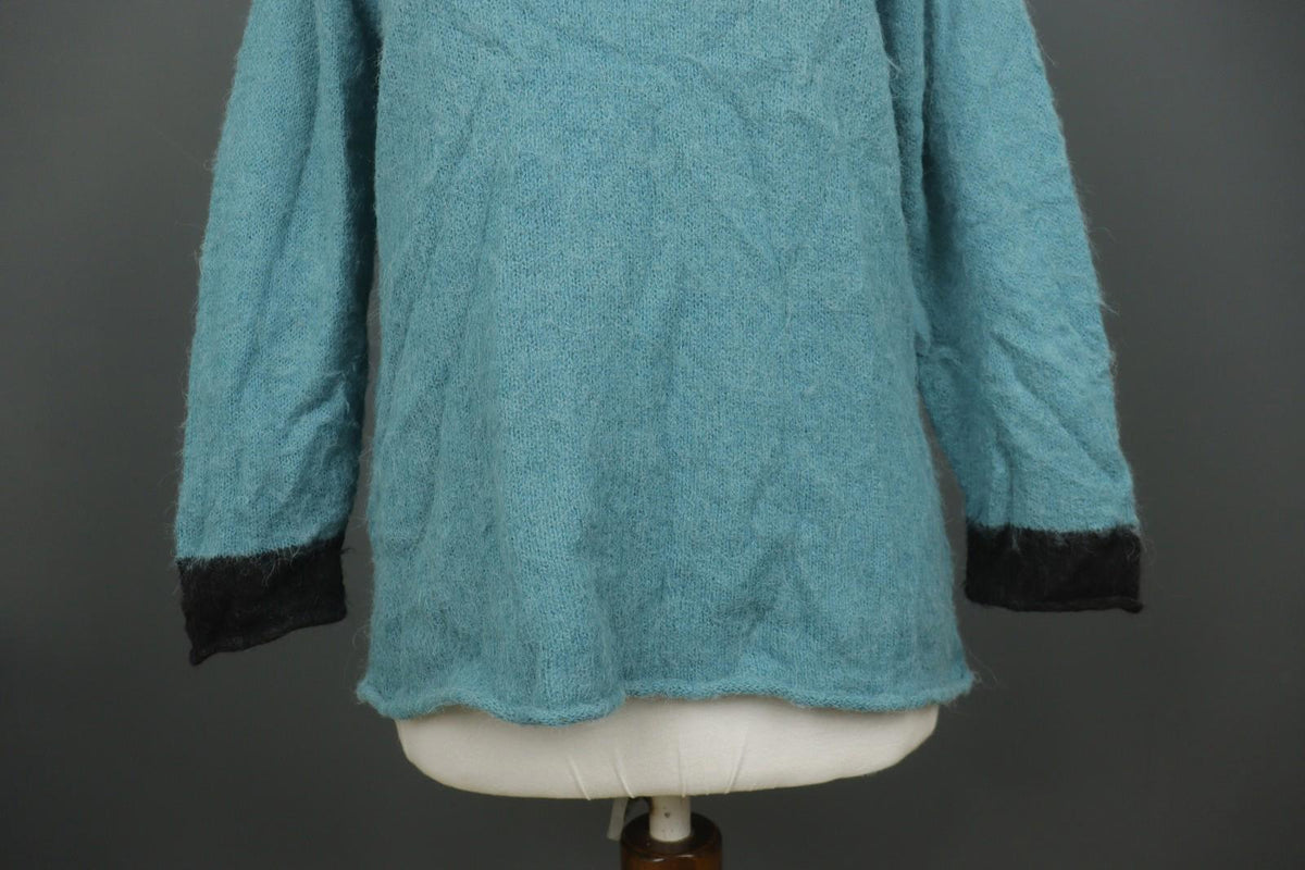 GUDRUN SJODEN Blue Tight Knit Casual Long Sleeve V-Neck Pullover Sweater – Size M