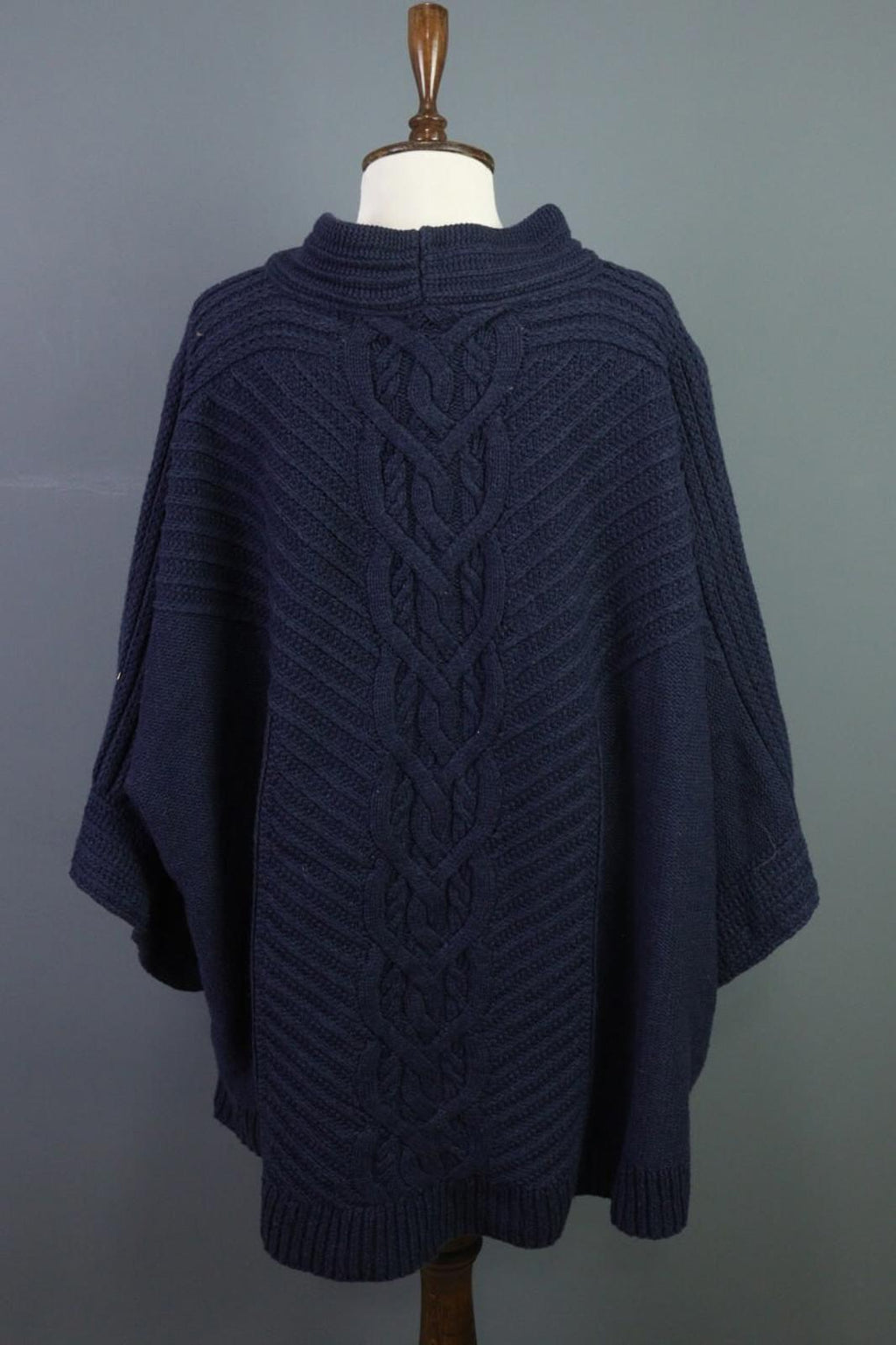 SAINT JAMES Blue Cable Wool Knit Poncho Lagenlook Sweater – Size OS