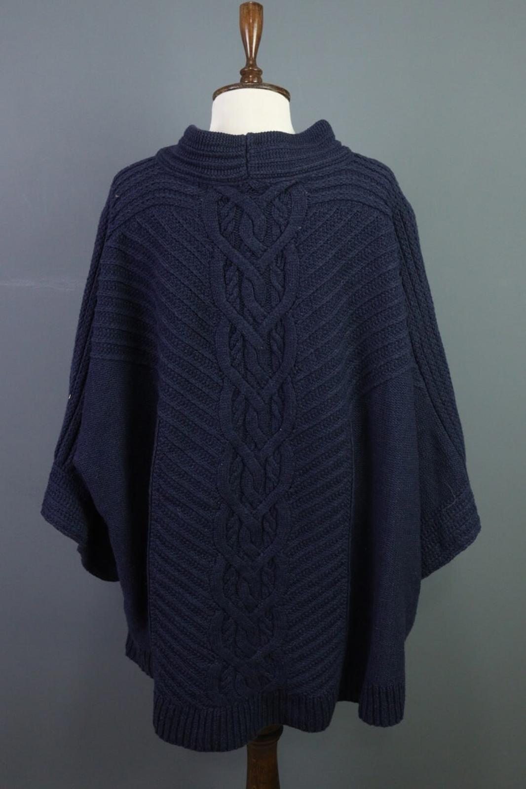 SAINT JAMES Blue Cable Wool Knit Poncho Lagenlook Sweater – Size OS