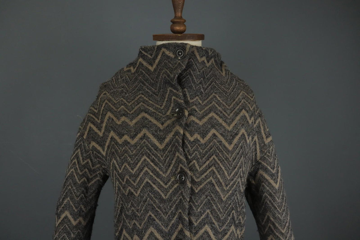 TRANSIT PAR SUCH Gray Brown Chevron Long Sleeve Button-Front Cardigan – Size 1