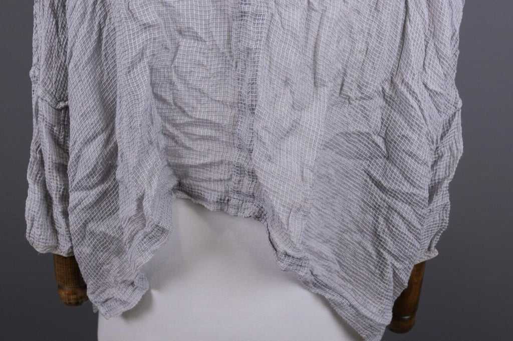 GRIZAS Gray Check Silk Lagenlook Long Sleeve Top Blouse Shirt – Size M