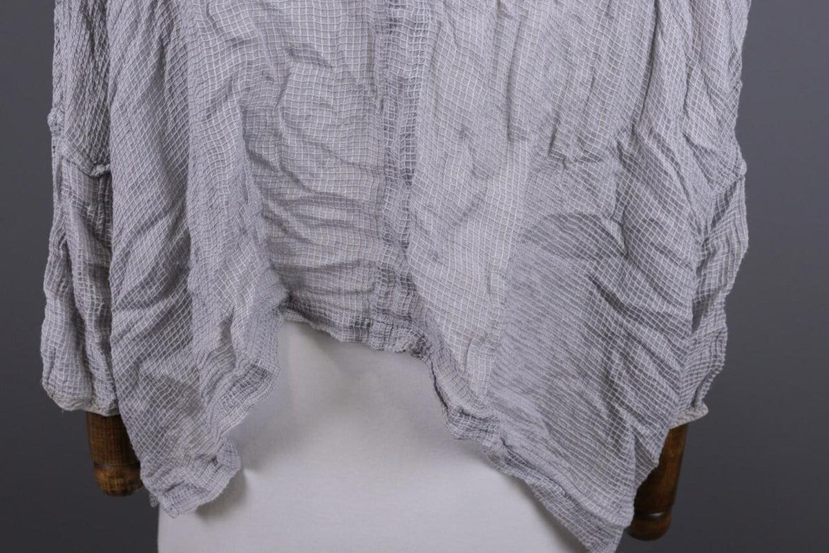 GRIZAS Gray Check Silk Lagenlook Long Sleeve Top Blouse Shirt – Size M