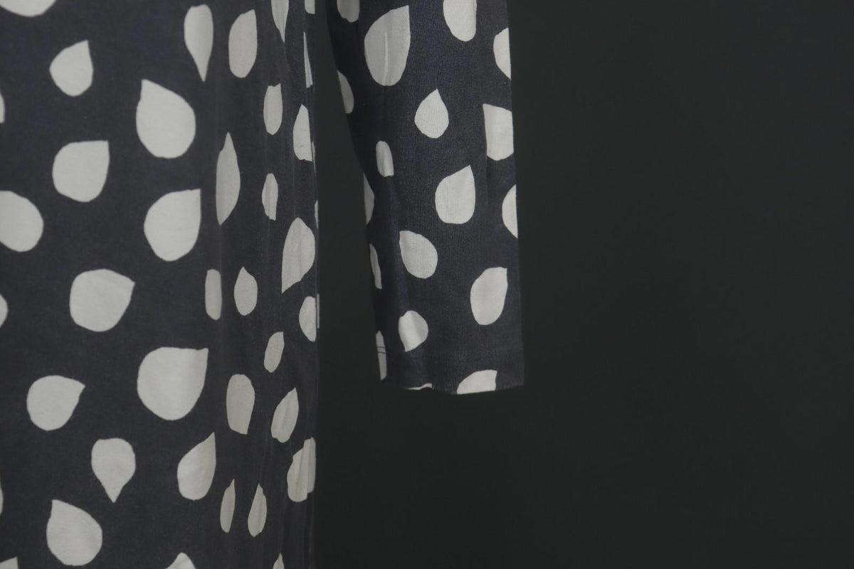 MARIMEKKO Gray White Polka Dot Viscose Long Sleeve Pullover Shift Dress – Size M