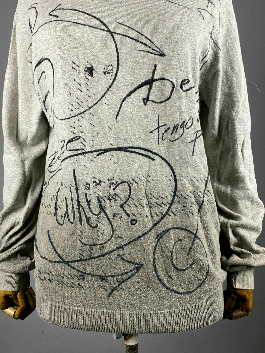 Desigual Why Grey Crew Neck Cotton Jumper Sweater – Women's L