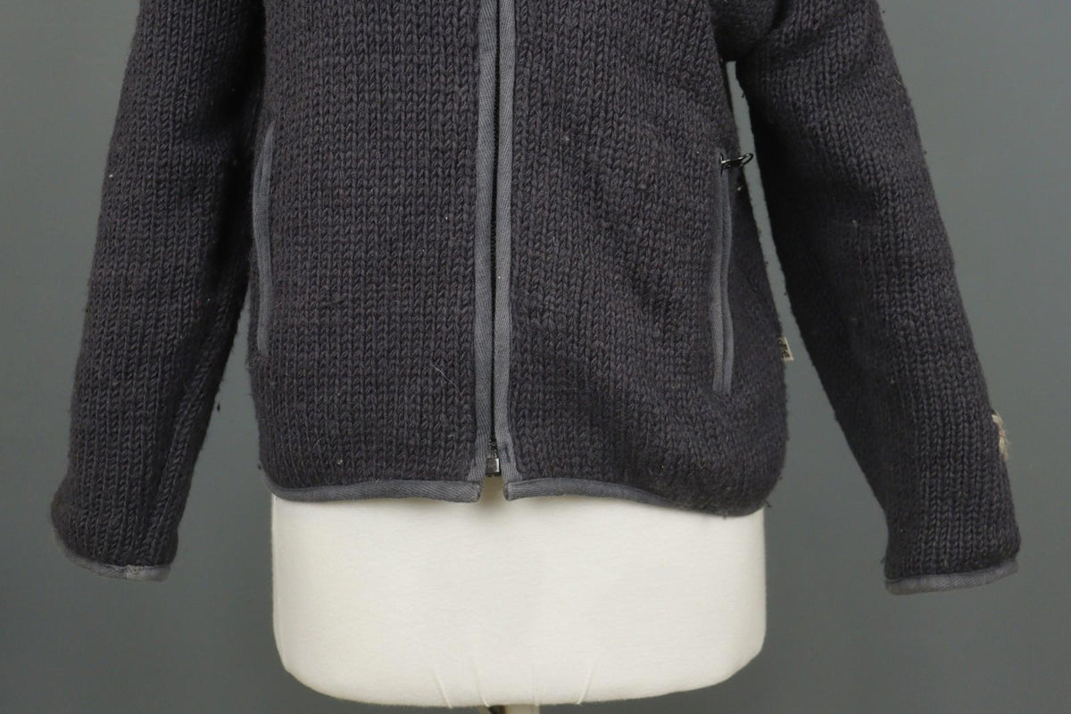 PACHAMAMA KNITWEAR Gray 100% Wool Embroidered Floral Full Zip Sweater – Size S/M