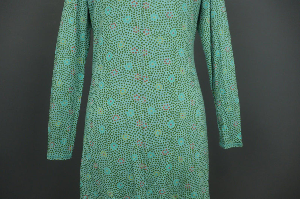 GUDRUN SJODEN Green Polka Dot V-Neck Long Sleeve Pullover Sheath Dress – Size M