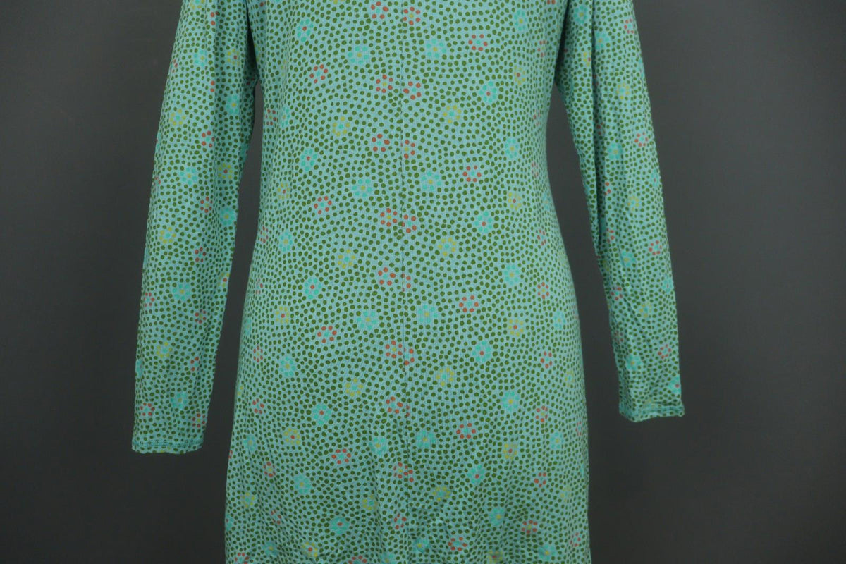 GUDRUN SJODEN Green Polka Dot V-Neck Long Sleeve Pullover Sheath Dress – Size M