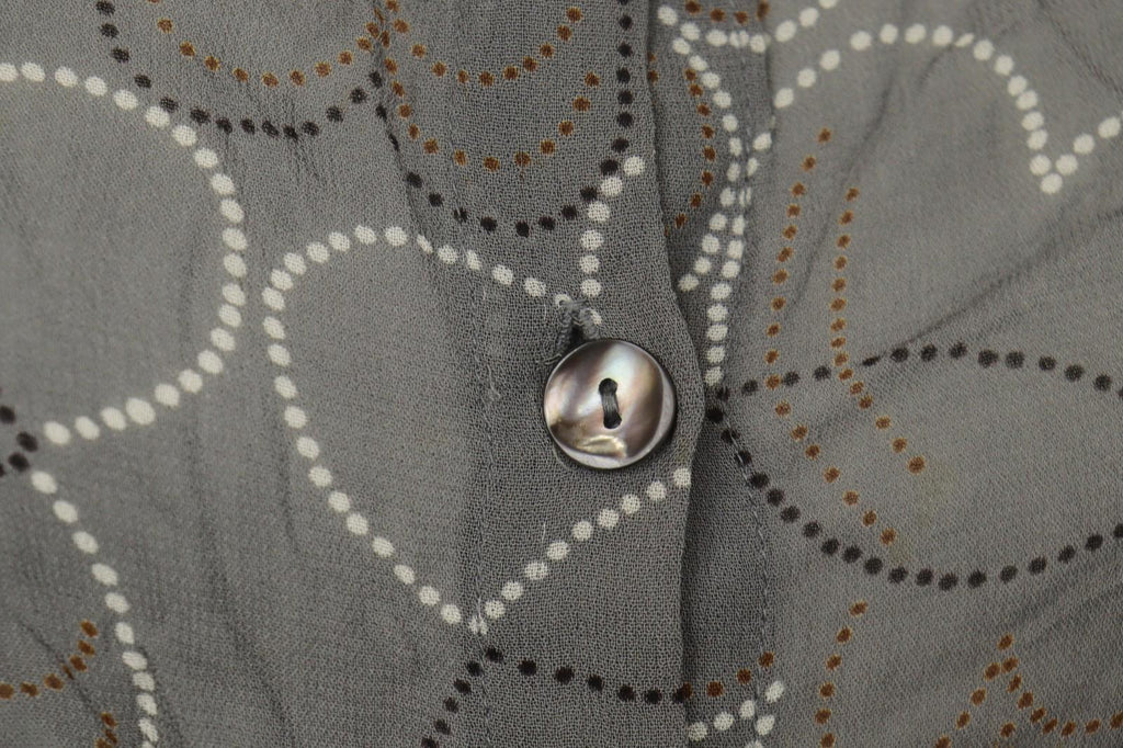 GUDRUN SJÖDEN Gray Floral Cotton Long Sleeve Button Front Tunic Shirt Top – Size L